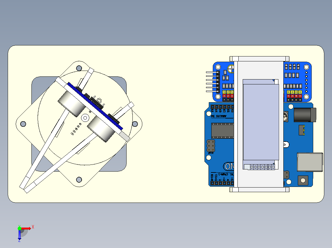 Arduino迷你雷达探测俯视图