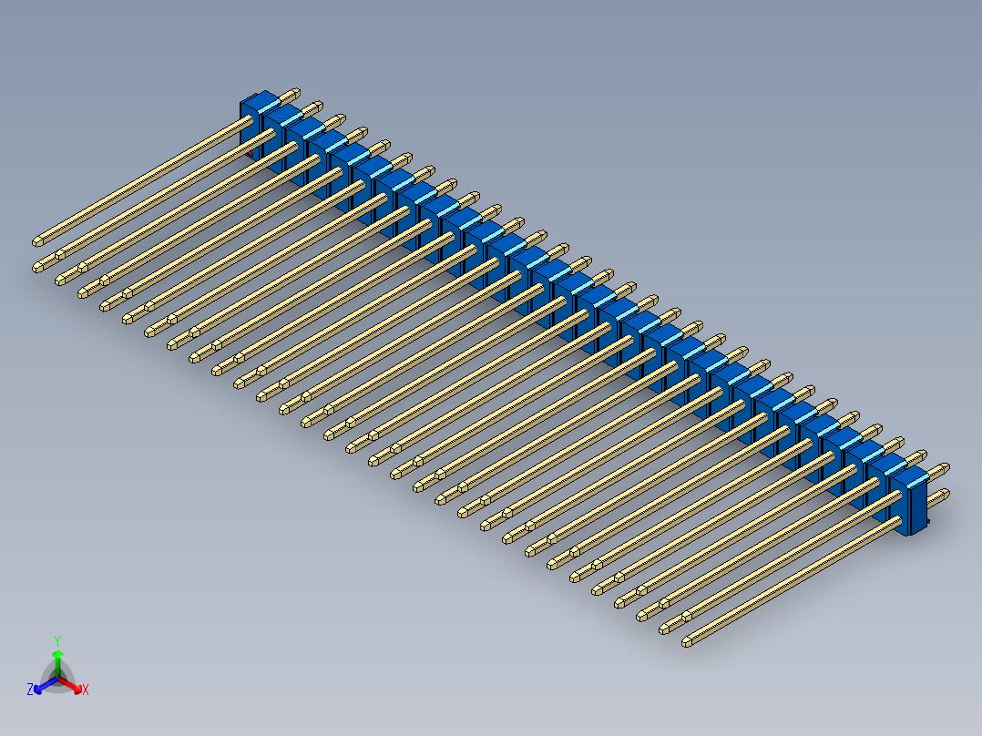 彩色公头100mil（2.54mm）系列-DS1021_blue_2x30p_100mil_Type43_rev1.0正等轴测图