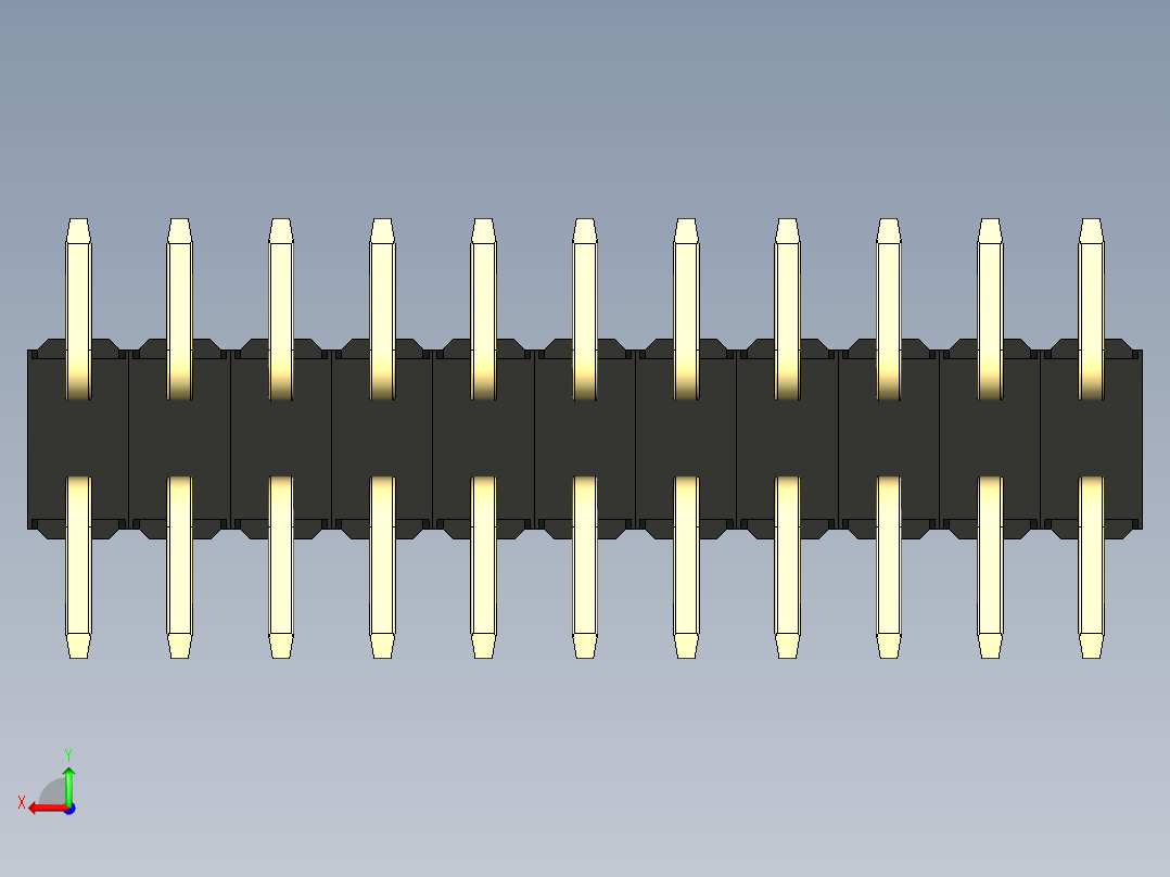 彩色公排针 100mil 2.54mm 系列-DS1022_black_22p_100mil_TypeSMT_rev1.0后视图