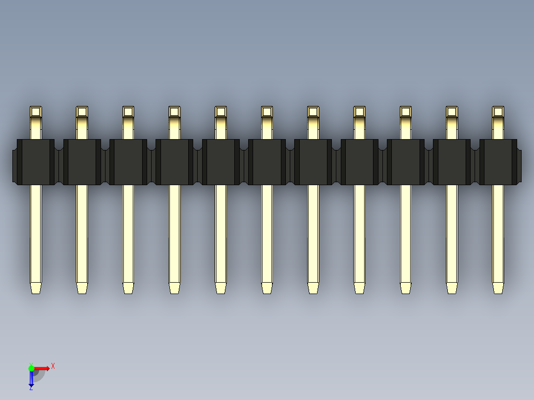 彩色公排针 100mil 2.54mm 系列-DS1022_black_22p_100mil_TypeSMT_rev1.0俯视图