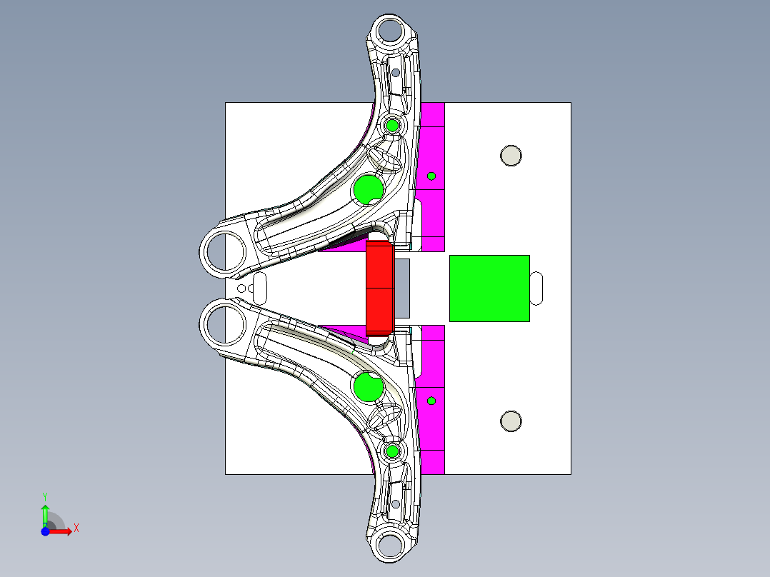 [冲压模具]特斯拉悬挂摆臂的冲压模具op80前视图
