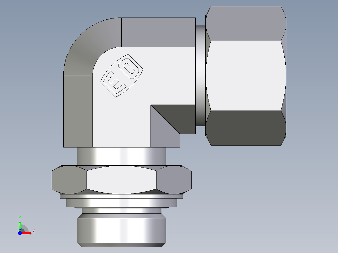 卡套式工业通用硬管接头EO_Adjustable_Locknut_elbow_WEE20SRCF前视图