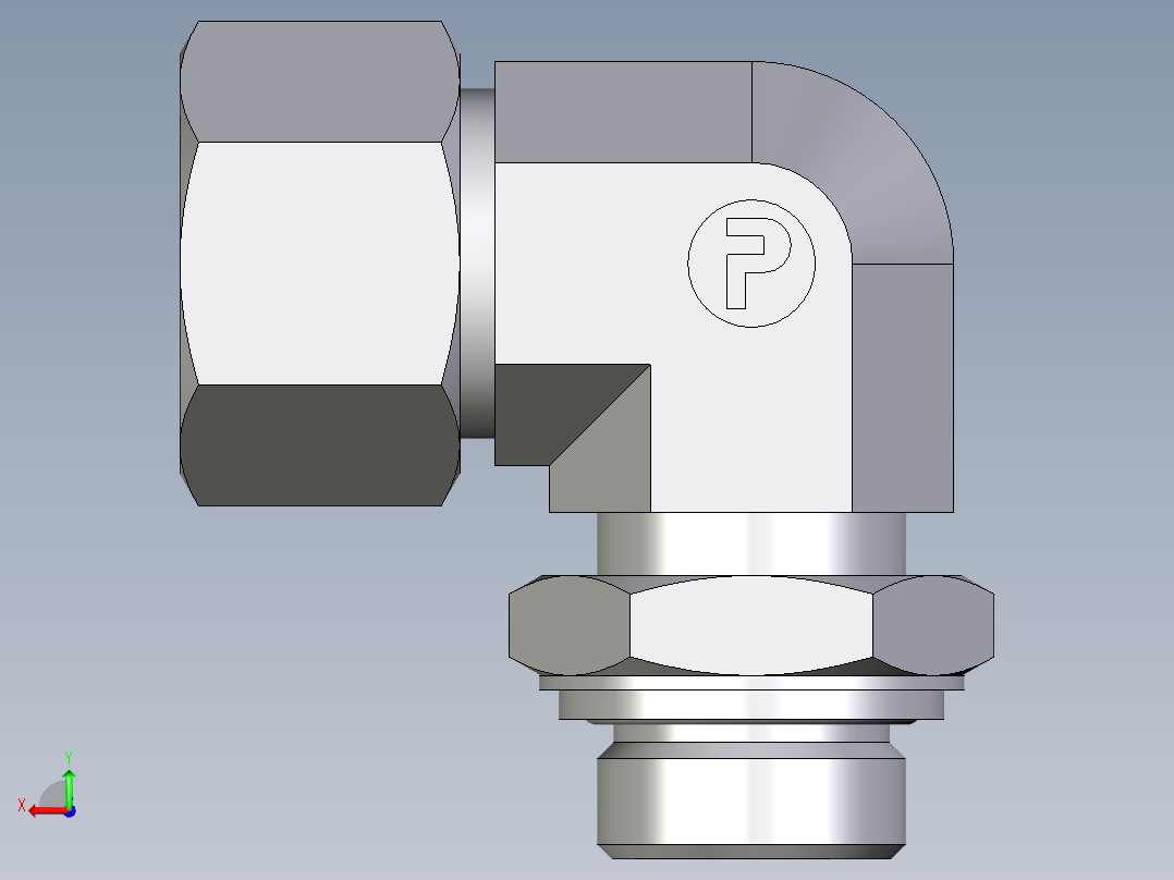 卡套式工业通用硬管接头EO_Adjustable_Locknut_elbow_WEE20SRCF后视图