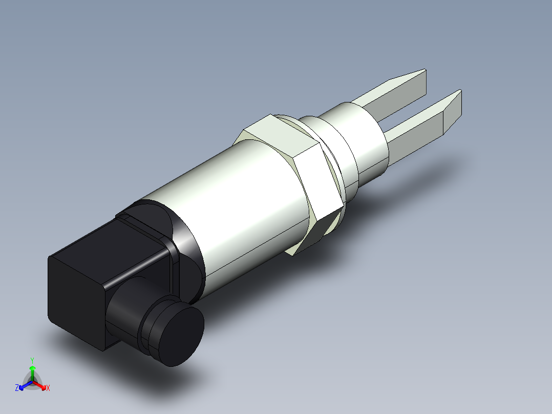 超声波设备H-69mm-2.72in-SS-OUTPUT-3-wire-PNP-NPN-DIN-CONNECTOR-BSP-THREAD正等轴测图