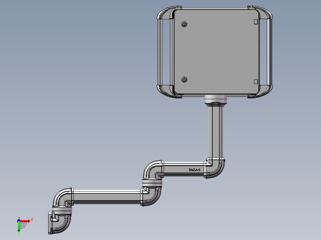 向上墙座+中间连接器+转角+箱体连接器+控制箱后视图