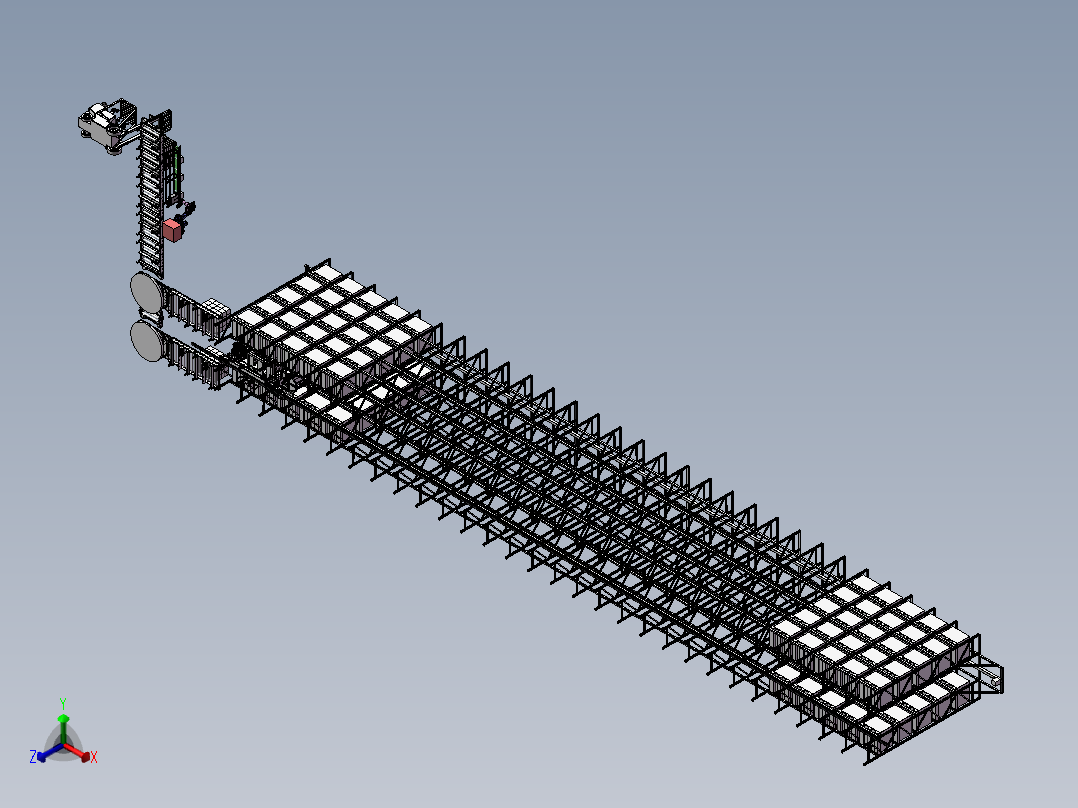 安川MH110机器人自动化码垛智能立体仓库sw16正等轴测图
