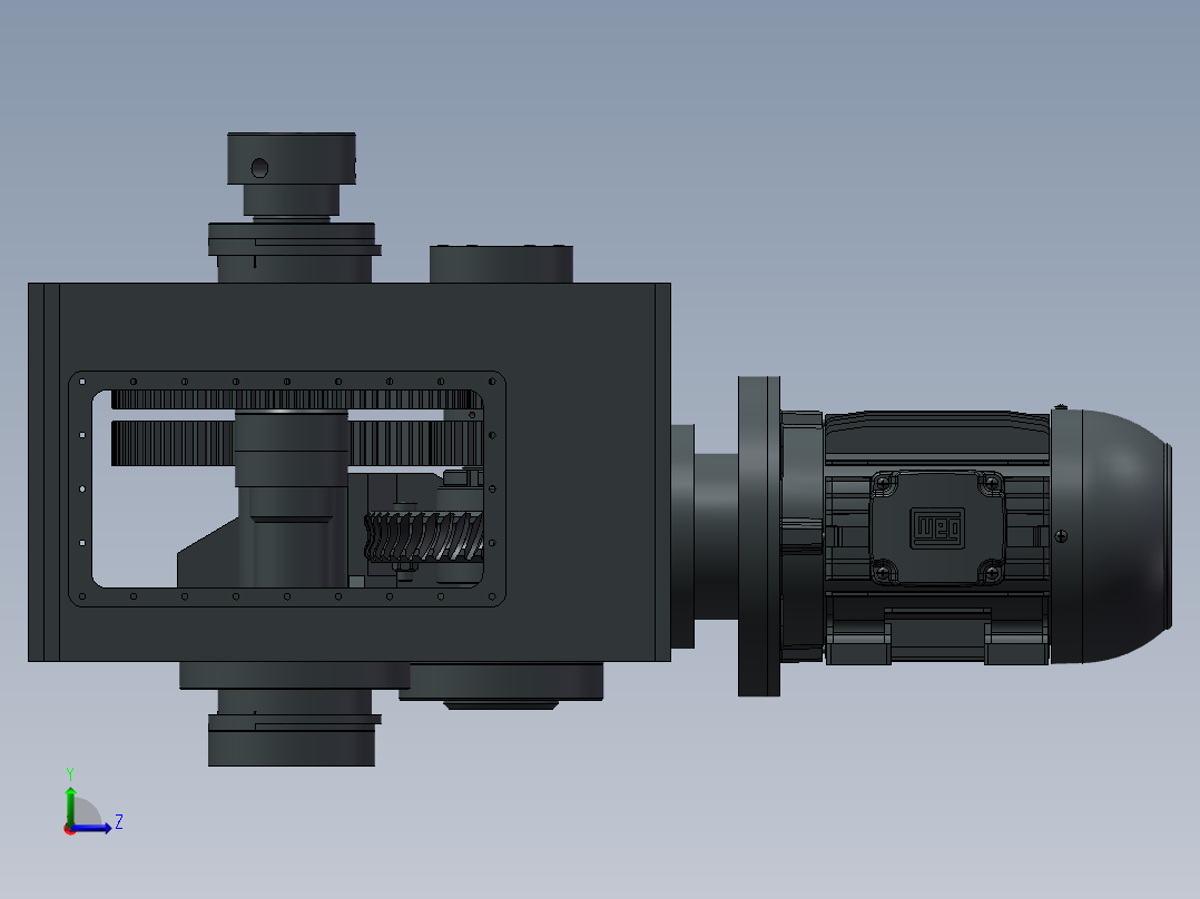 大功率齿轮箱3D图纸 Solidworks设计 附STP左视图