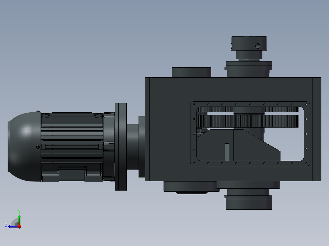 大功率齿轮箱3D图纸 Solidworks设计 附STP右视图