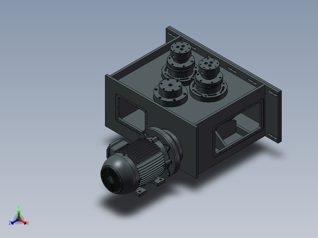 大功率齿轮箱3D图纸 Solidworks设计 附STP正等轴测图