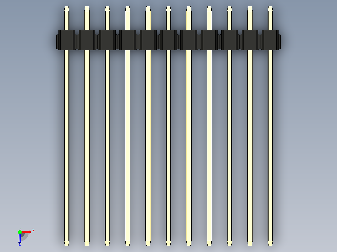 彩色公头100mil（2.54mm）系列-DS1021_black_1x11p_100mil_Type43_rev1.0俯视图