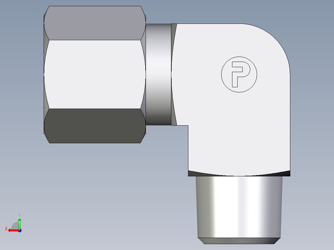 卡套式工业通用硬管接头EO_Male_stud_elbow_WE08LLRCF后视图