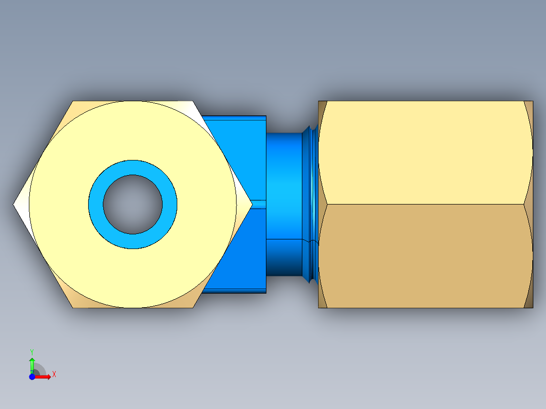 管件接头、螺纹接头、三通(95)前视图