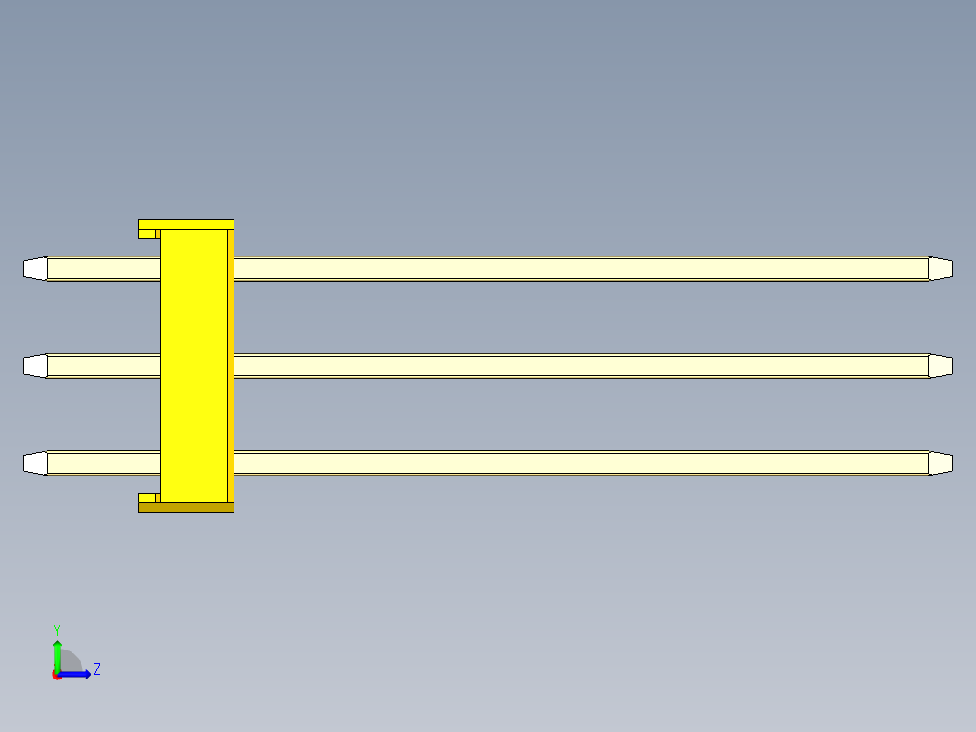 彩色公头100mil（2.54mm）系列-DS1021_yellow_3x24p_100mil_Type19_rev1.0左视图