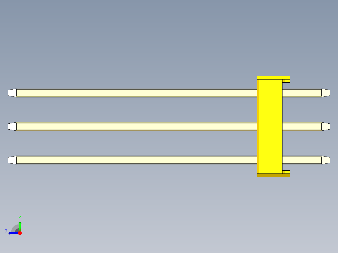 彩色公头100mil（2.54mm）系列-DS1021_yellow_3x24p_100mil_Type19_rev1.0右视图