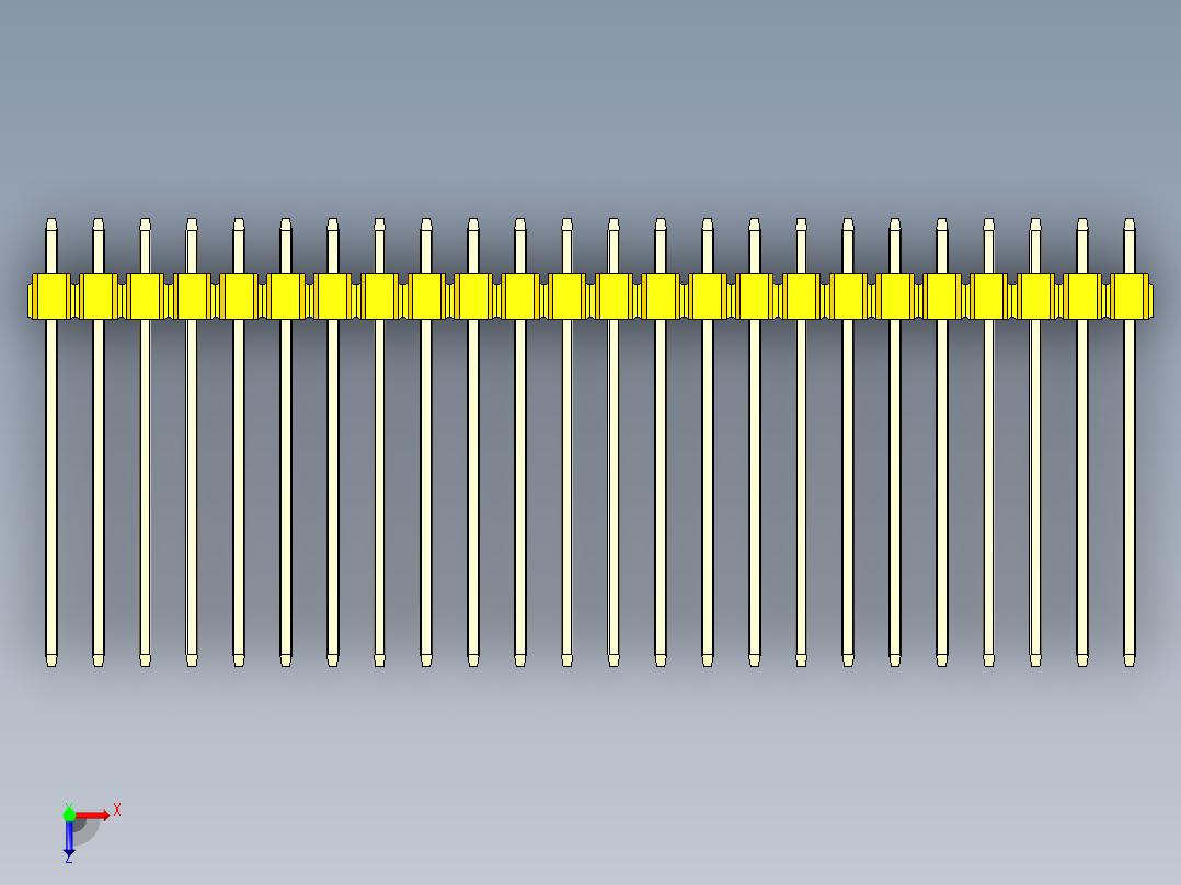 彩色公头100mil（2.54mm）系列-DS1021_yellow_3x24p_100mil_Type19_rev1.0俯视图
