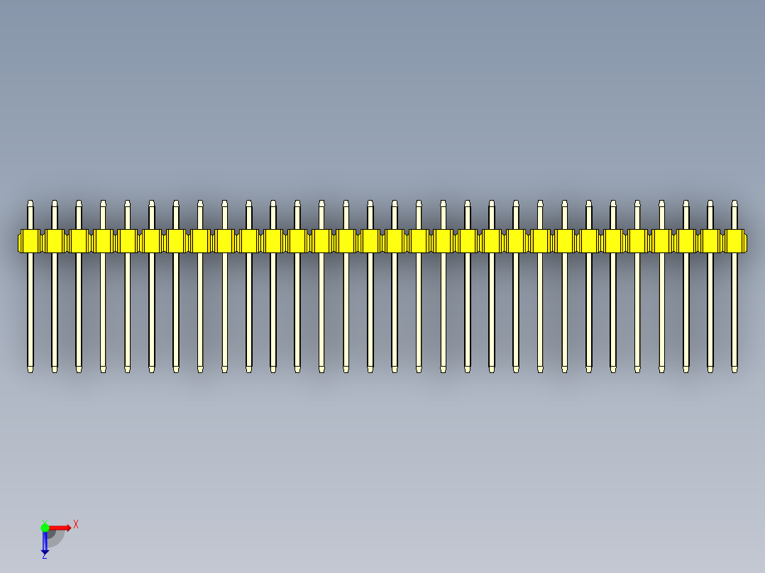 彩色公头100mil（2.54mm）系列-DS1021_yellow_3x30p_100mil_Type5_rev1.0俯视图