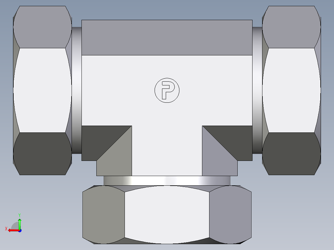 卡套式工业通用硬管接头EO_Union_tee_T42LCF后视图
