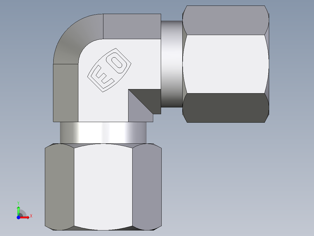 卡套式工业通用硬管接头EO_Union_elbow_W08LL71前视图