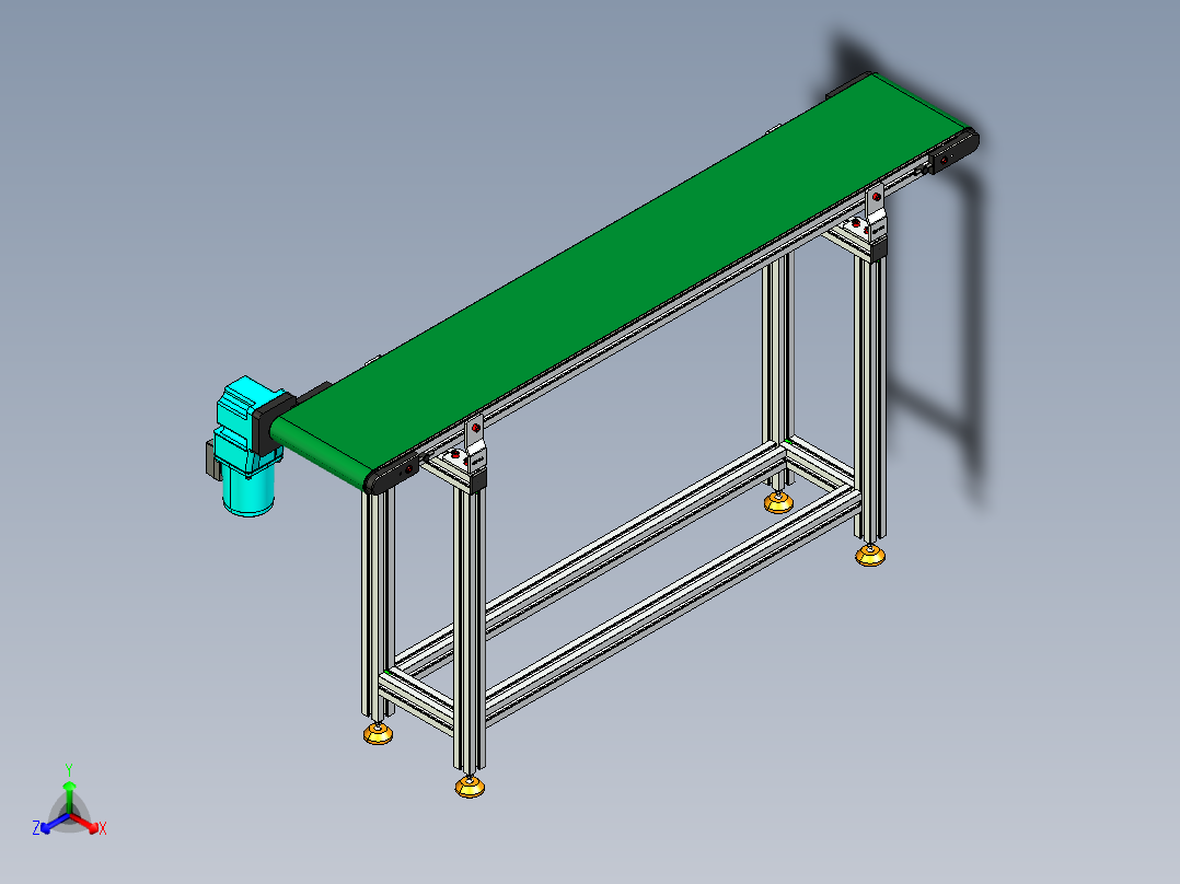 LE-XC4040-右直连驱动轻载皮带线-负载40kg正等轴测图