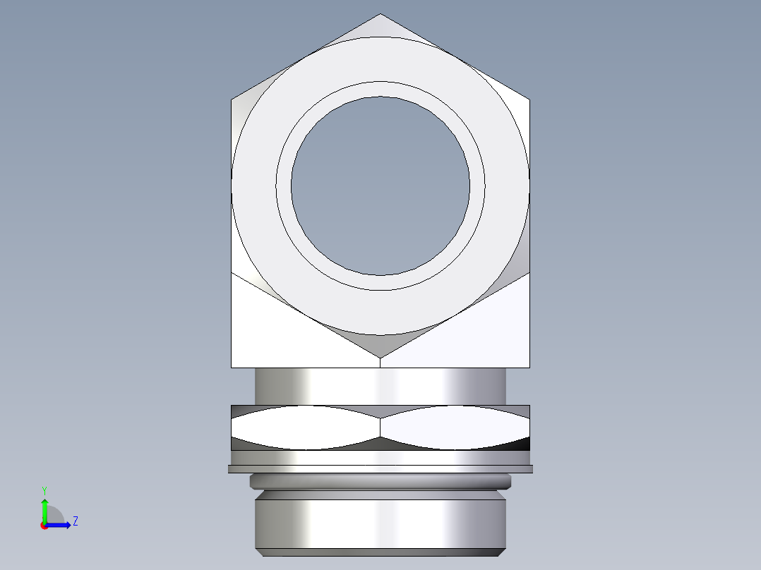 卡套式工业通用硬管接头EO_Adjustable_locknut_branch_tee_TEE35ZLMORCF左视图