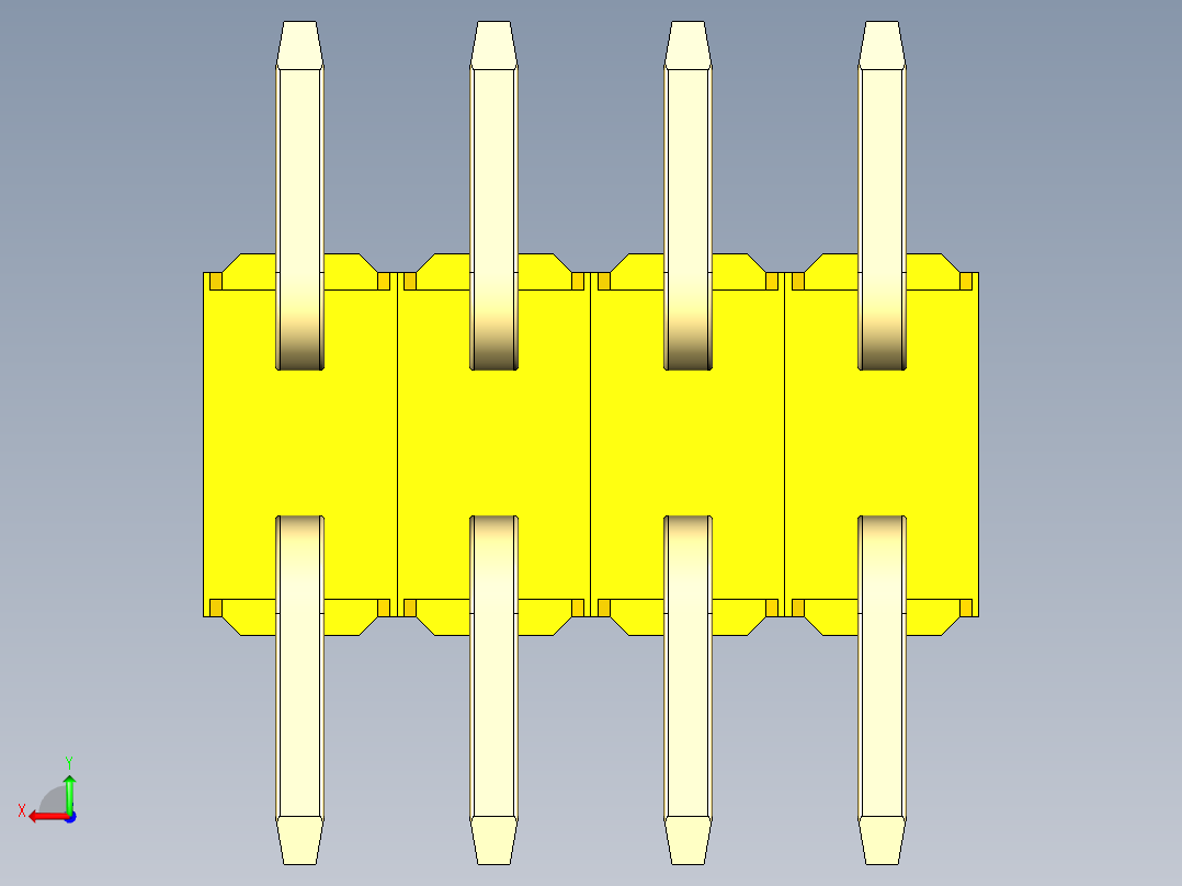 彩色公排针 100mil 2.54mm 系列-DS1022_yellow_08p_100mil_TypeSMT_rev1.0后视图