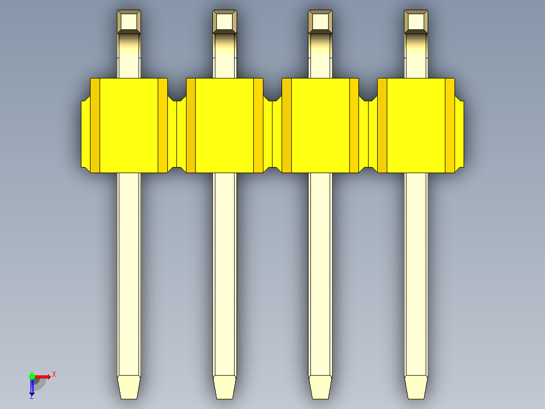 彩色公排针 100mil 2.54mm 系列-DS1022_yellow_08p_100mil_TypeSMT_rev1.0俯视图
