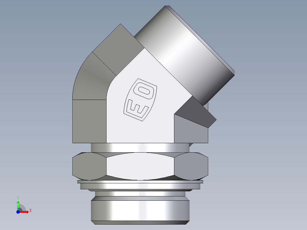 卡套式工业通用硬管接头EO_Adjustable_locknut_45_deg_elbow_VEE30SROMDCF前视图
