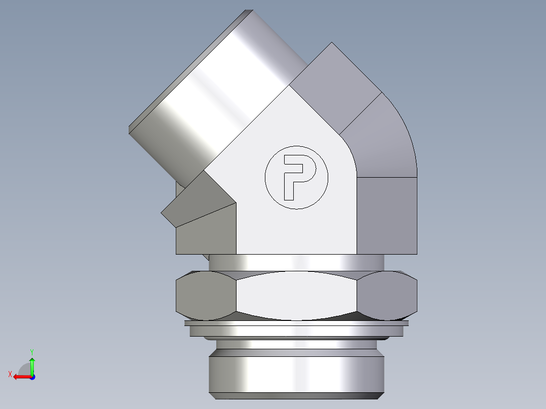 卡套式工业通用硬管接头EO_Adjustable_locknut_45_deg_elbow_VEE30SROMDCF后视图