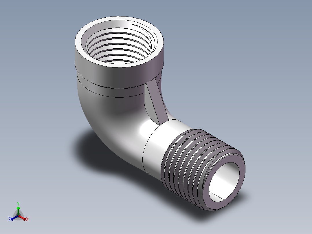 弯头-等径内外丝 DN10正等轴测图