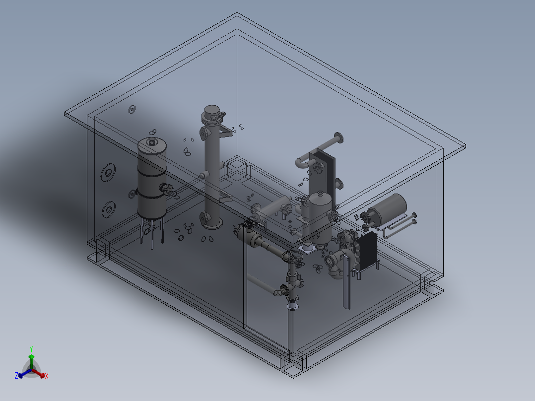 换热系统模型正等轴测图