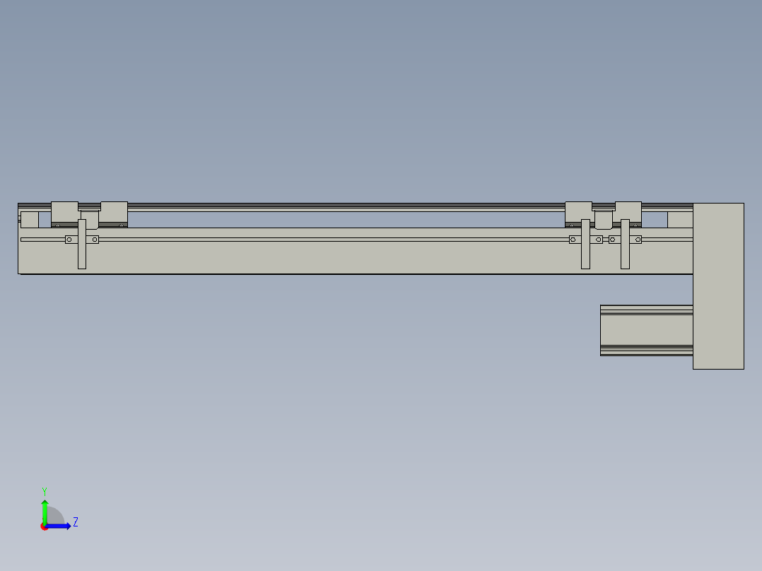 直线模组LHA6-S400-D-100W(16丝杆)设计图纸左视图