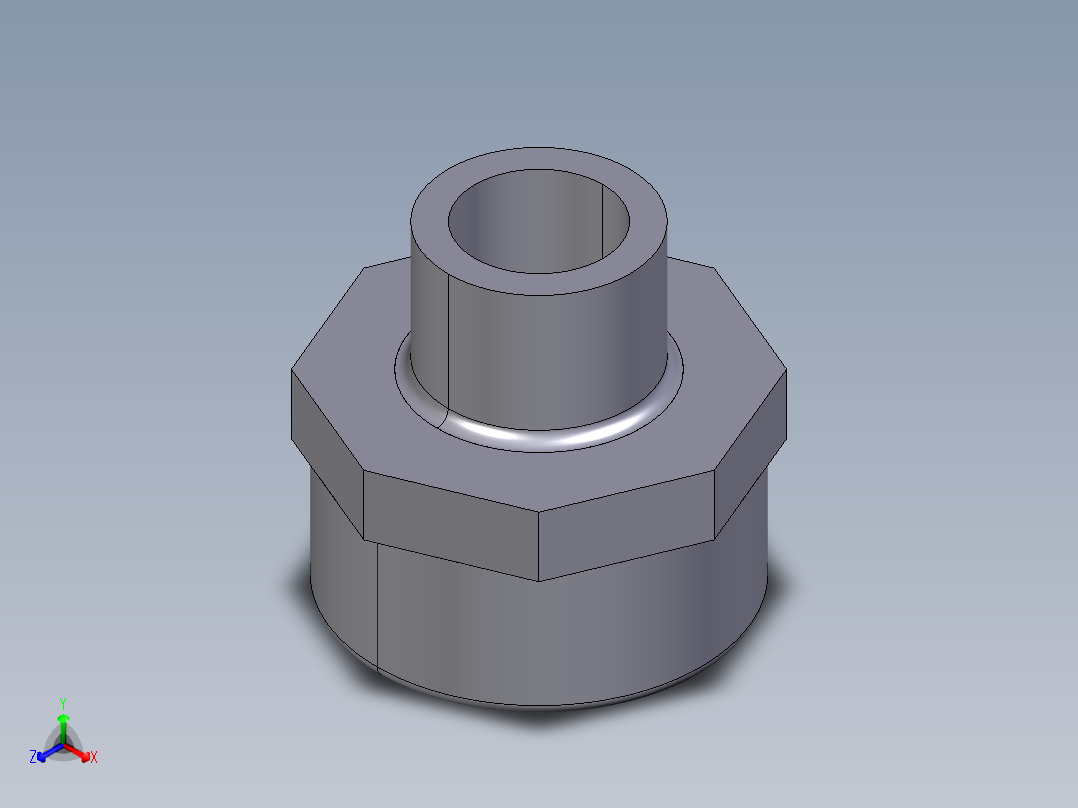 23IFFV 减速机：BSP螺纹母端（R1），BSP的阳螺纹端（R减小）正等轴测图