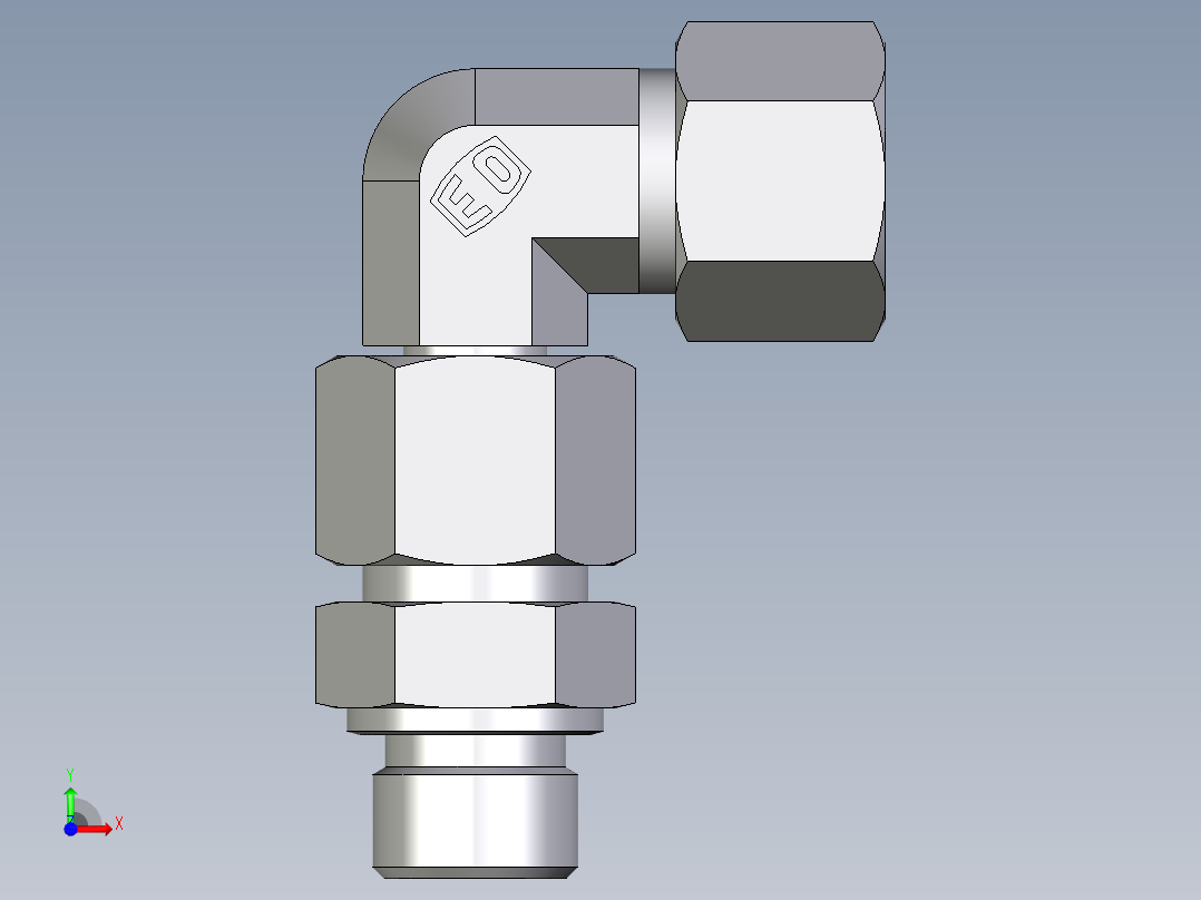 卡套式工业通用硬管接头EO_Assembled_adjustable_standpipe_elbow_EVW14SM71前视图
