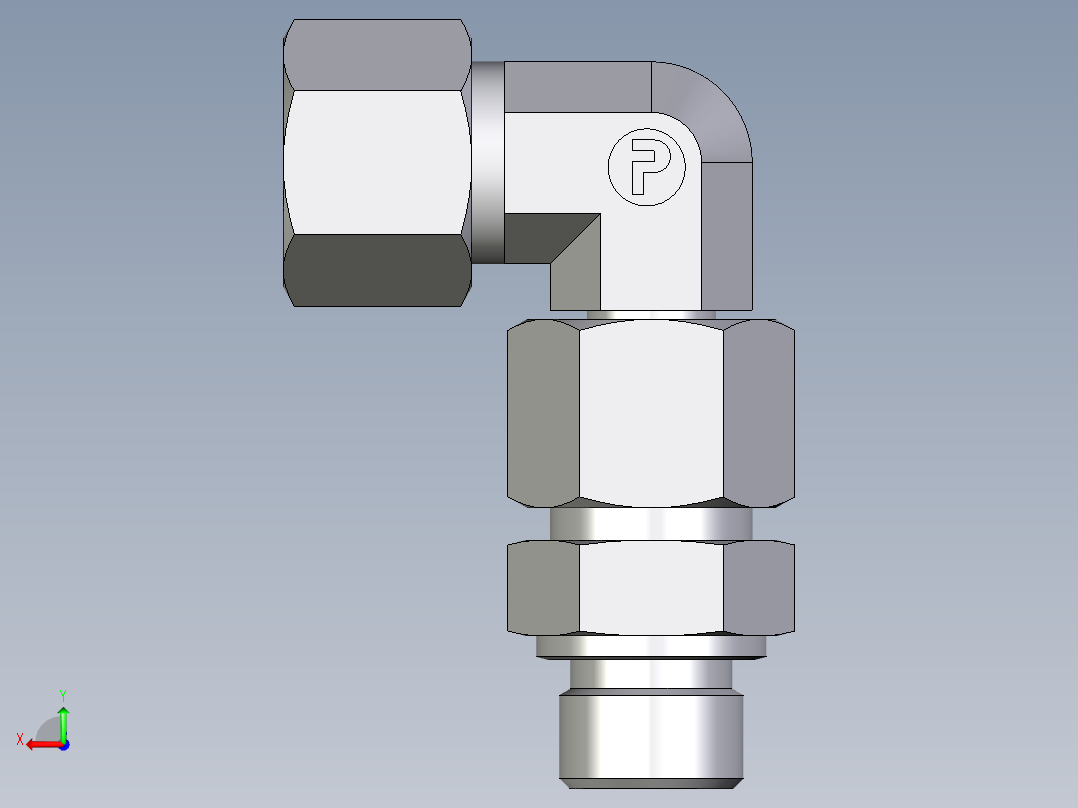 卡套式工业通用硬管接头EO_Assembled_adjustable_standpipe_elbow_EVW14SM71后视图