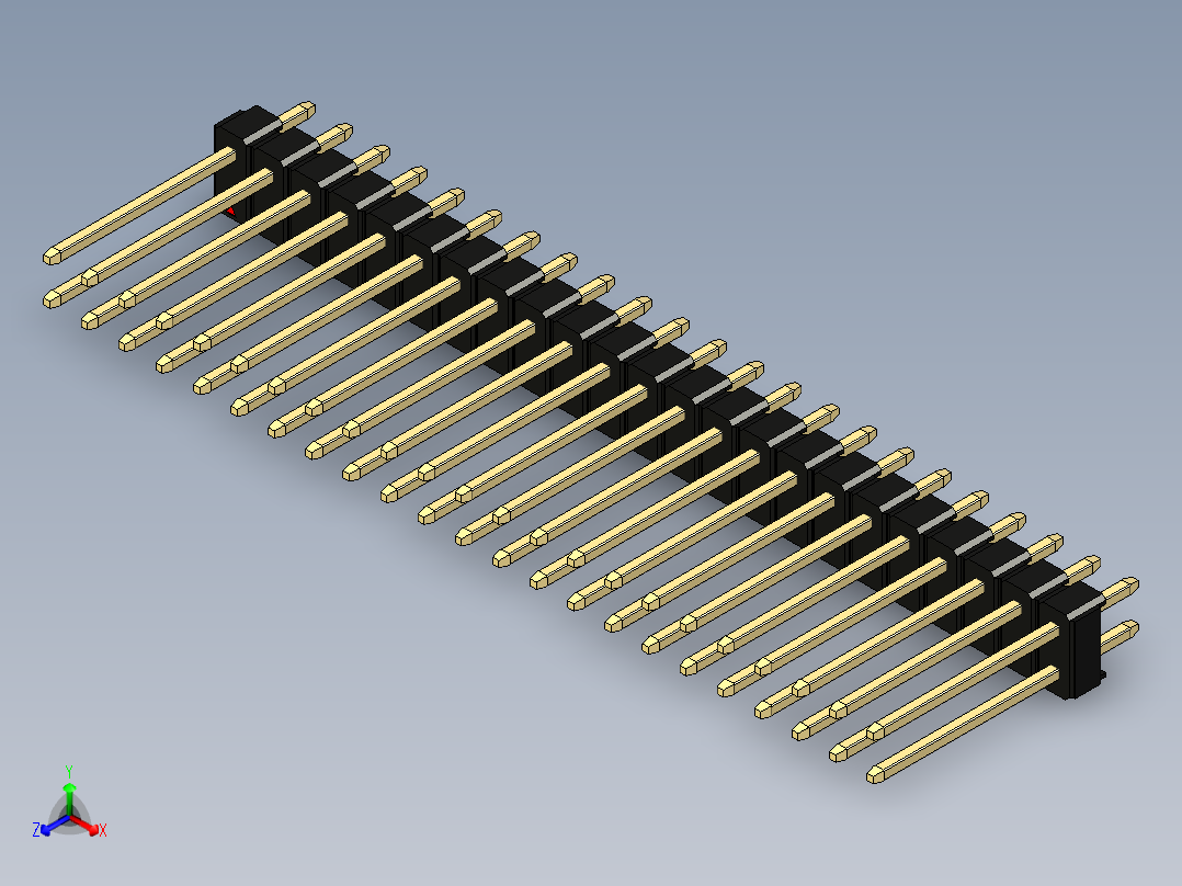 彩色公头100mil（2.54mm）系列-DS1021_black_2x23p_100mil_Type5_rev1.0正等轴测图