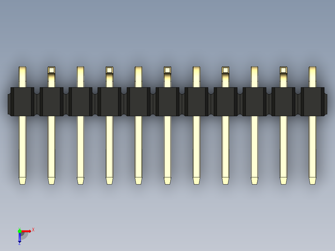 彩色公排针 100mil 2.54mm 系列-DS1022_black_11p_100mil_Type_SMT_R2_rev1.0俯视图