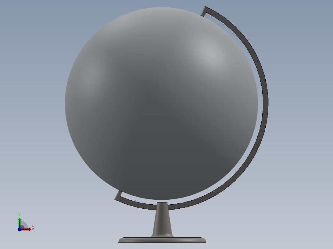 带金属臂的地球仪前视图