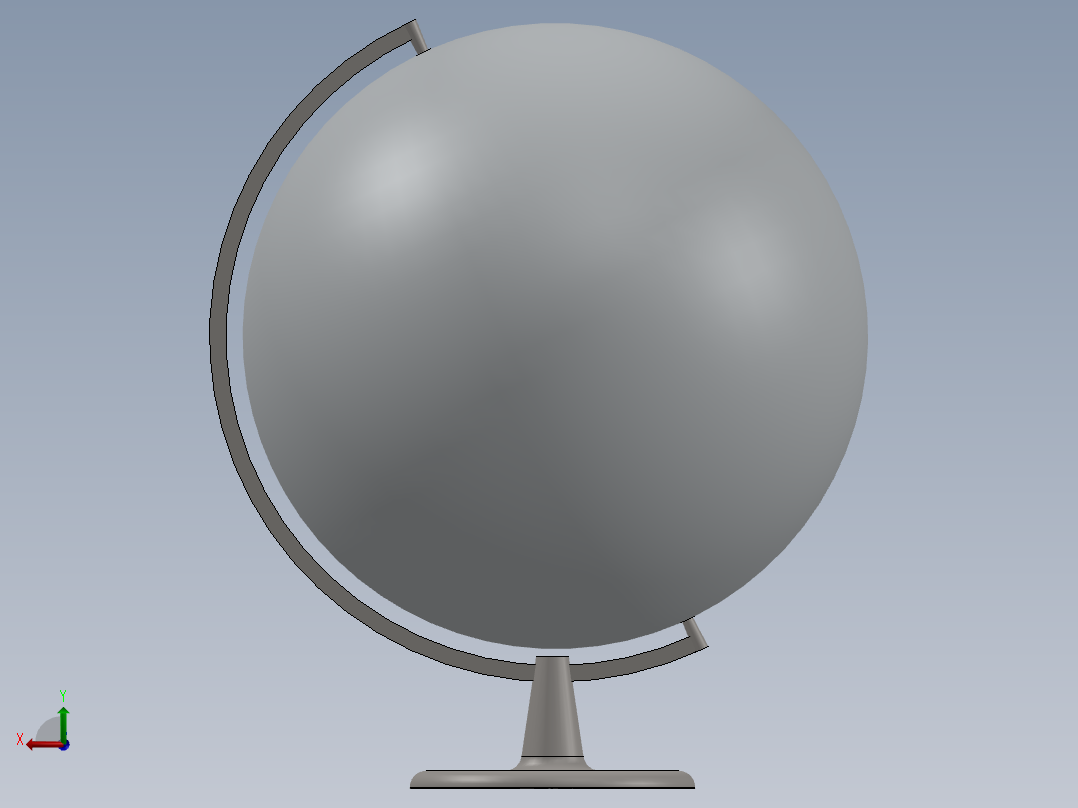 带金属臂的地球仪后视图