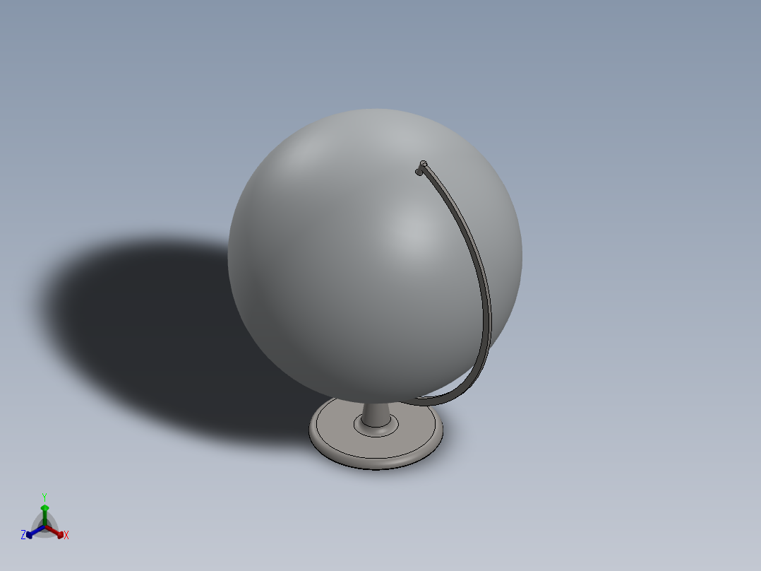 带金属臂的地球仪正等轴测图