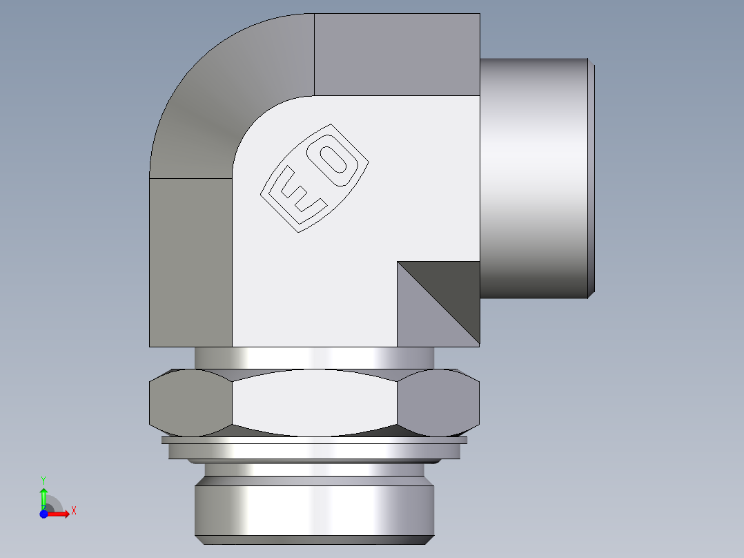 卡套式工业通用硬管接头EO_Adjustable_Locknut_elbow_WEE30SROMDCF前视图