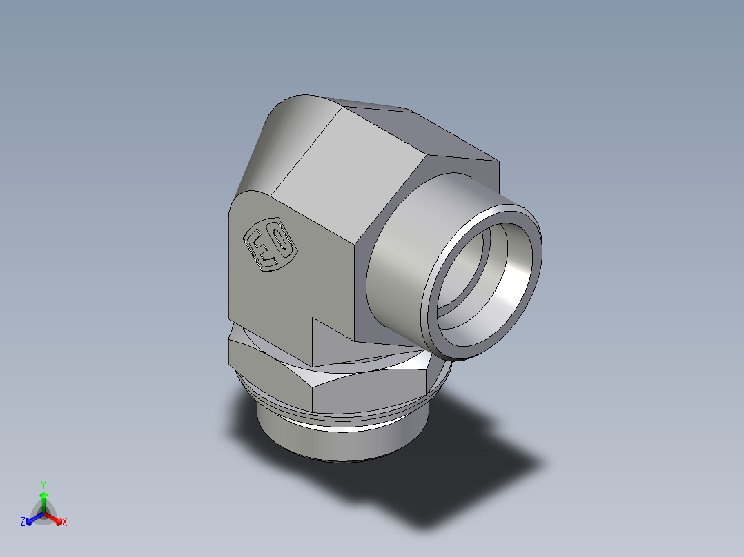 卡套式工业通用硬管接头EO_Adjustable_Locknut_elbow_WEE30SROMDCF正等轴测图