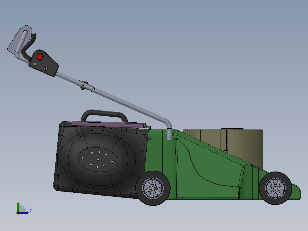 手推式割草机的设计【环保型割草机】【剪草机】【除草机】【新型创新设计】【三维SW模型】392855左视图
