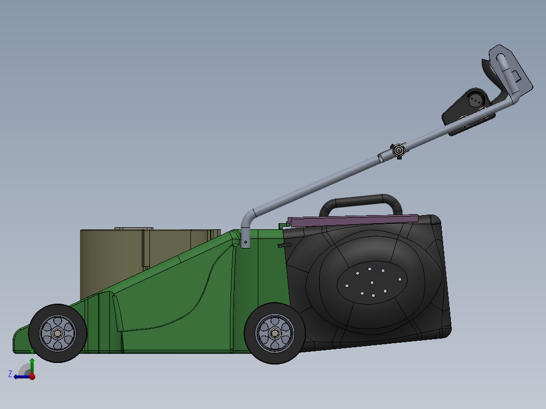 手推式割草机的设计【环保型割草机】【剪草机】【除草机】【新型创新设计】【三维SW模型】392855右视图