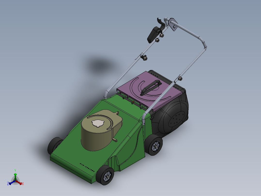 手推式割草机的设计【环保型割草机】【剪草机】【除草机】【新型创新设计】【三维SW模型】392855正等轴测图