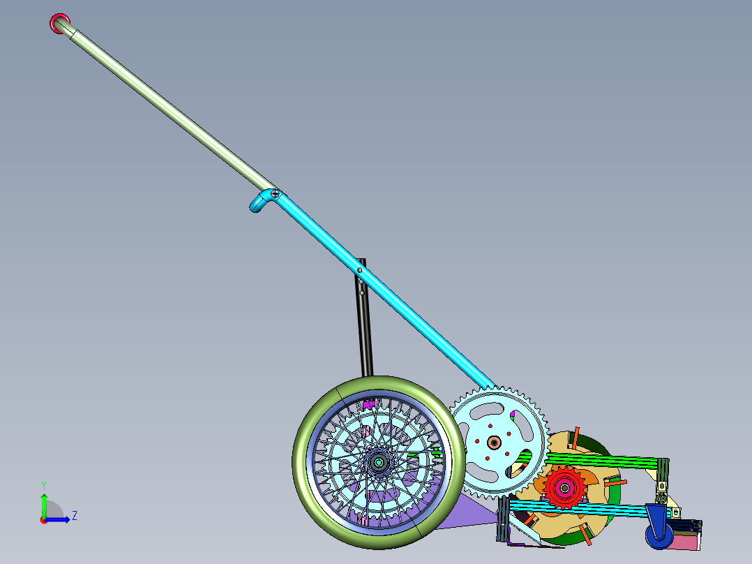 立体小型家用草坪机左视图