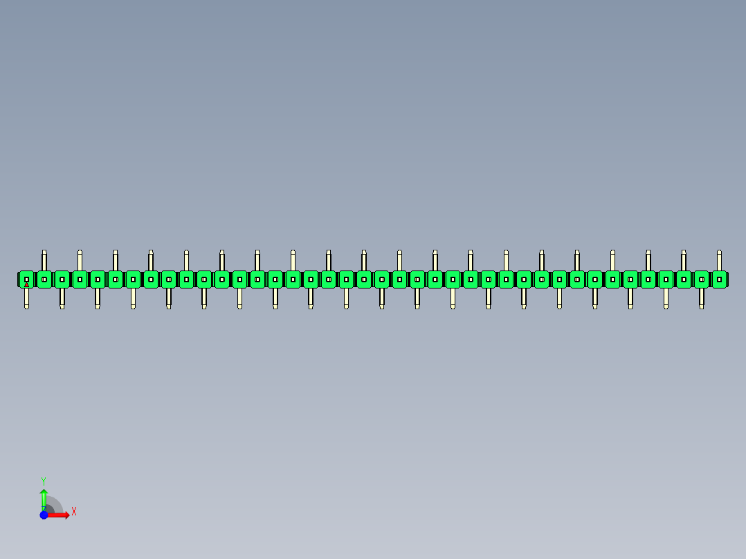 彩色公排针 100mil 2.54mm 系列-DS1022_green_40p_100mil_Type_SMT_R2_rev1.0前视图