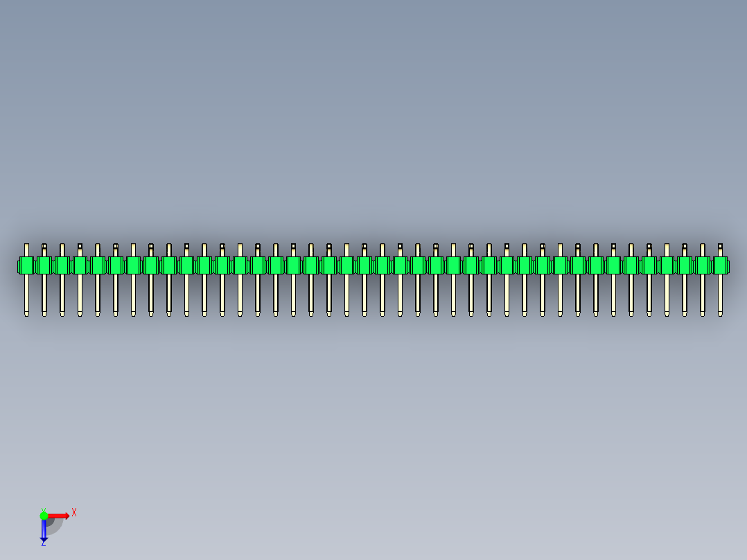 彩色公排针 100mil 2.54mm 系列-DS1022_green_40p_100mil_Type_SMT_R2_rev1.0俯视图
