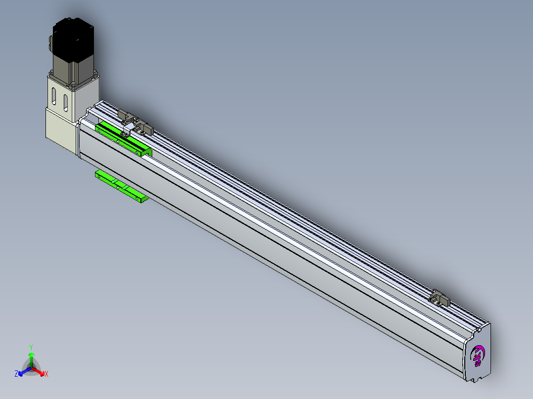 同步带滑台-半封闭B10-L90-S700-R-P40-D3正等轴测图
