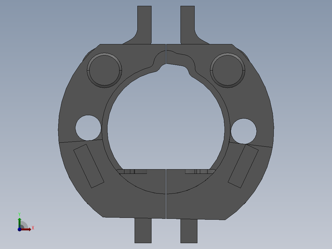 车用发动机消音器注射工艺分析及塑料注射模具设计【三维工件图】前视图