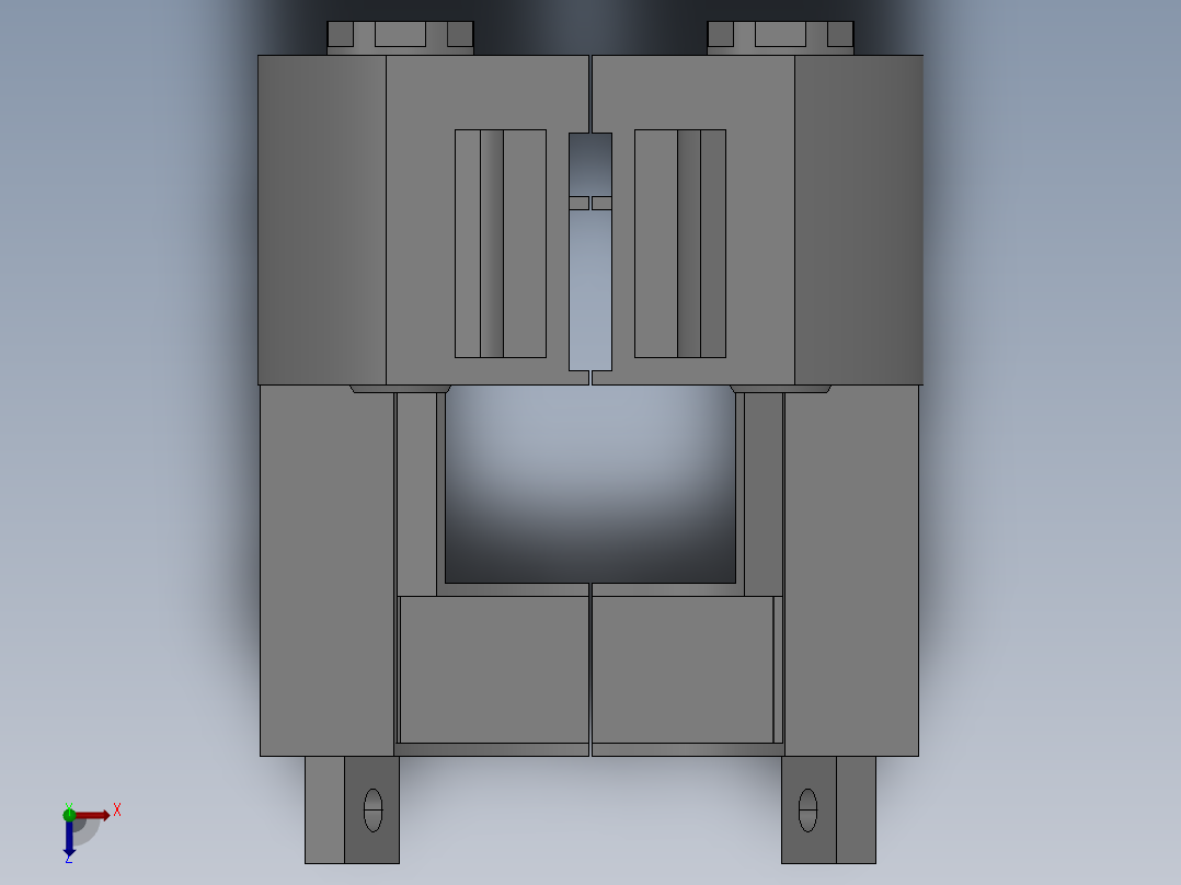 车用发动机消音器注射工艺分析及塑料注射模具设计【三维工件图】俯视图